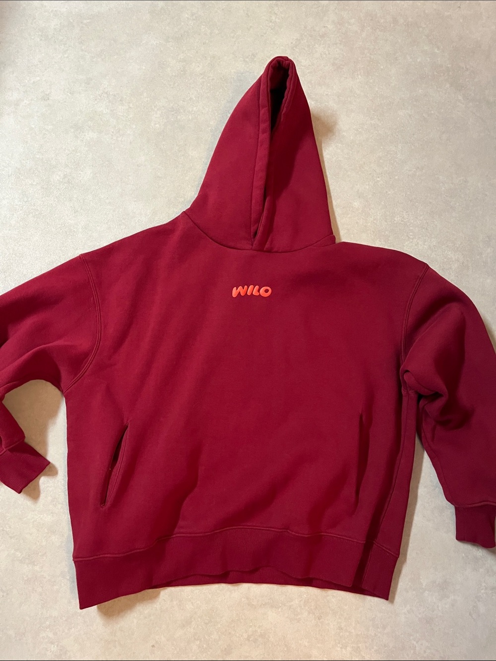WILO WELLNESS CLUB Maroon Hoodie Sweatshirt
Puff print logo
SMALL - Picture 2 of 8